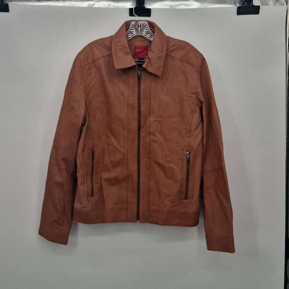 Gianna Lorenzi Men's Casual Fashion Leather Jacket Whiskey Size M